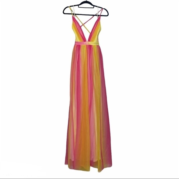 Fashionnova Hideaway Ombré Pink&Yellow Maxi Dress - Picture 2 of 15
